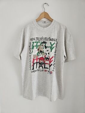 Vintage World Cup Shirt Mens Large Italy Italia Single Stitch 1994